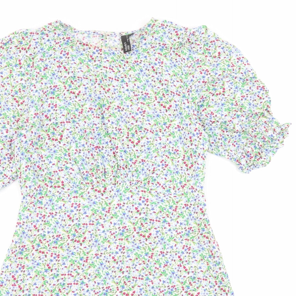 Nobody's Child Womens Multicoloured Floral Viscose Mini Size 10 Round Neck Button