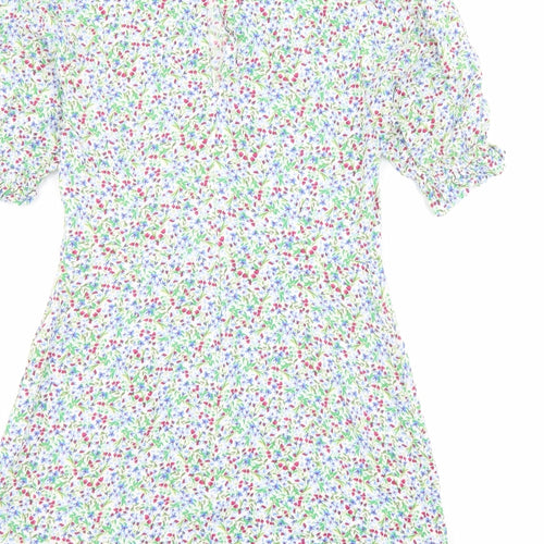 Nobody's Child Womens Multicoloured Floral Viscose Mini Size 10 Round Neck Button