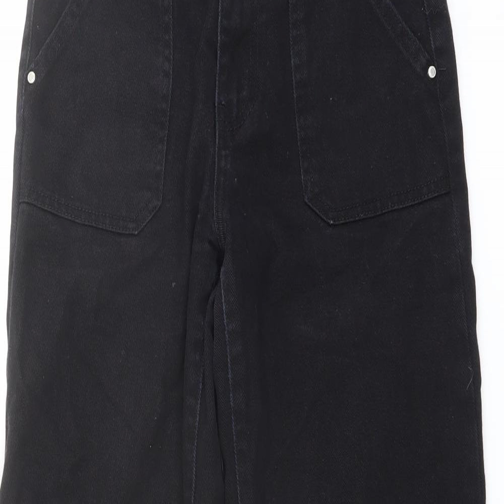 Zuiki Womens Black Cotton Wide-Leg Jeans Size 12 L30 in Regular Button