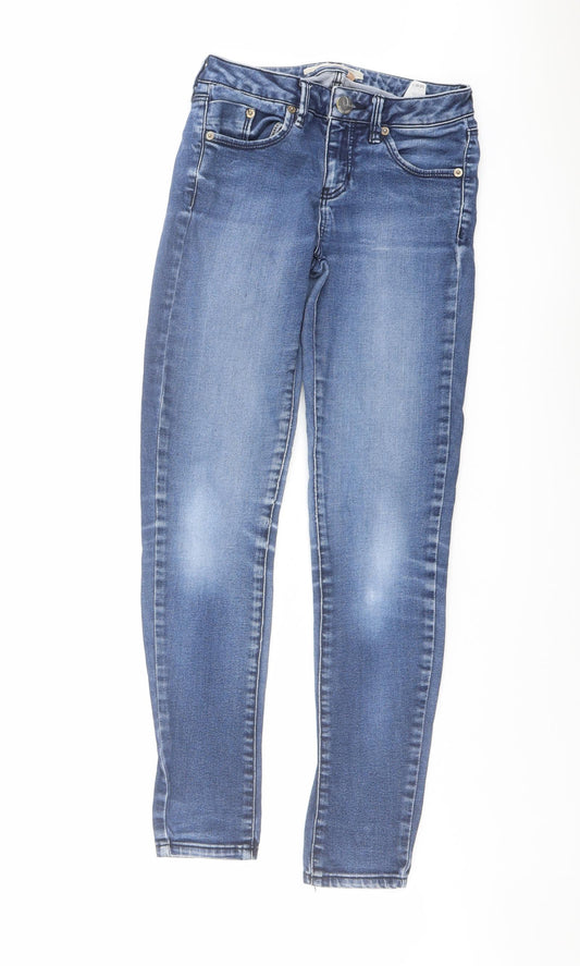 Topshop Womens Blue Cotton Skinny Jeans Size 24 in L28 in Regular Button