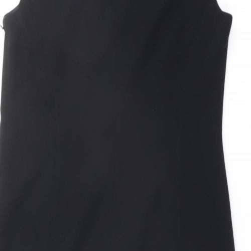 Elegance Womens Black Polyester Shift Size 14 V-Neck Zip