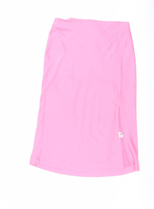 Monki Womens Pink Polyester A-Line Skirt Size 14 Zip