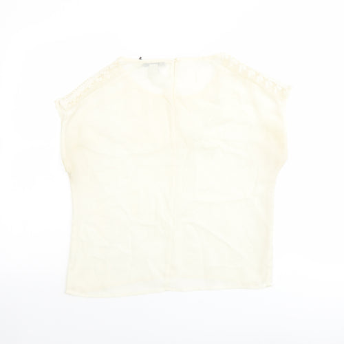 FOREVER 21 Womens Ivory Polyester Basic T-Shirt Size S Round Neck