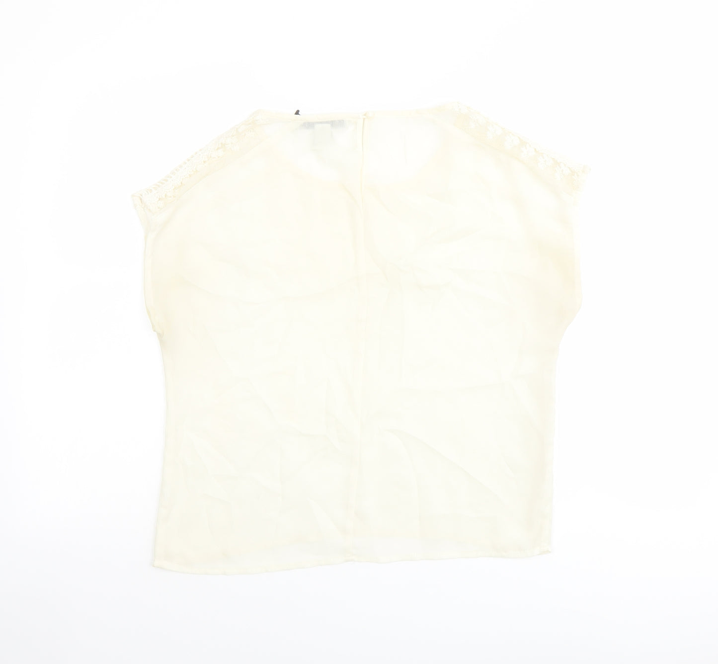 FOREVER 21 Womens Ivory Polyester Basic T-Shirt Size S Round Neck