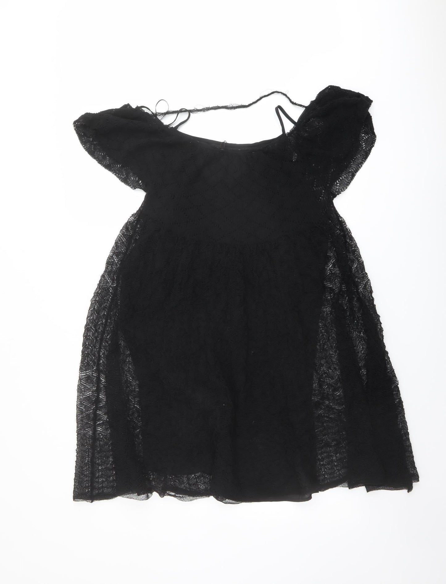 Zara Womens Black Polyester A-Line Size M Round Neck Pullover