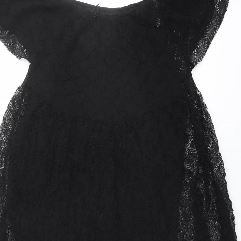Zara Womens Black Polyester A-Line Size M Round Neck Pullover