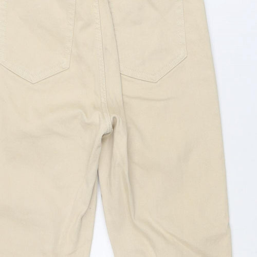 H&M Womens Beige Cotton Tapered Jeans Size 8 L26 in Regular Zip