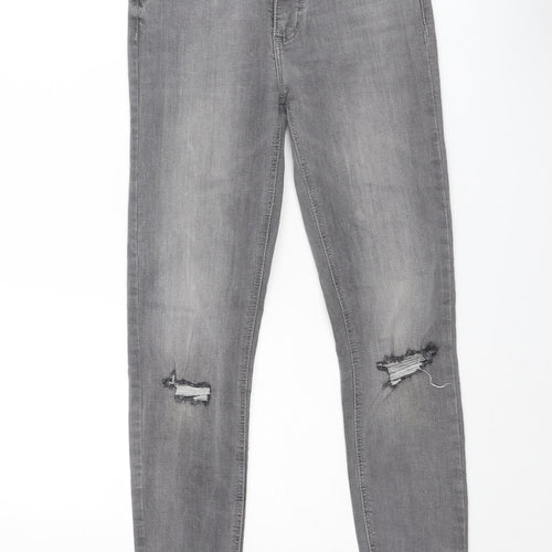 Denim & Co. Womens Grey Cotton Skinny Jeans Size 6 L27 in Regular Zip