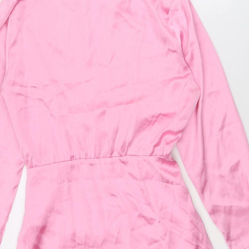 Zara Womens Pink Polyester Mini Size M Collared Zip