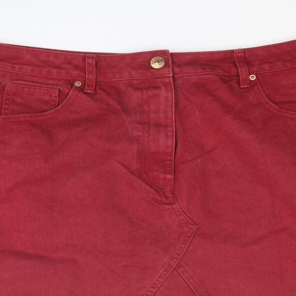 Matalan Womens Red Cotton Mini Skirt Size 12 Zip