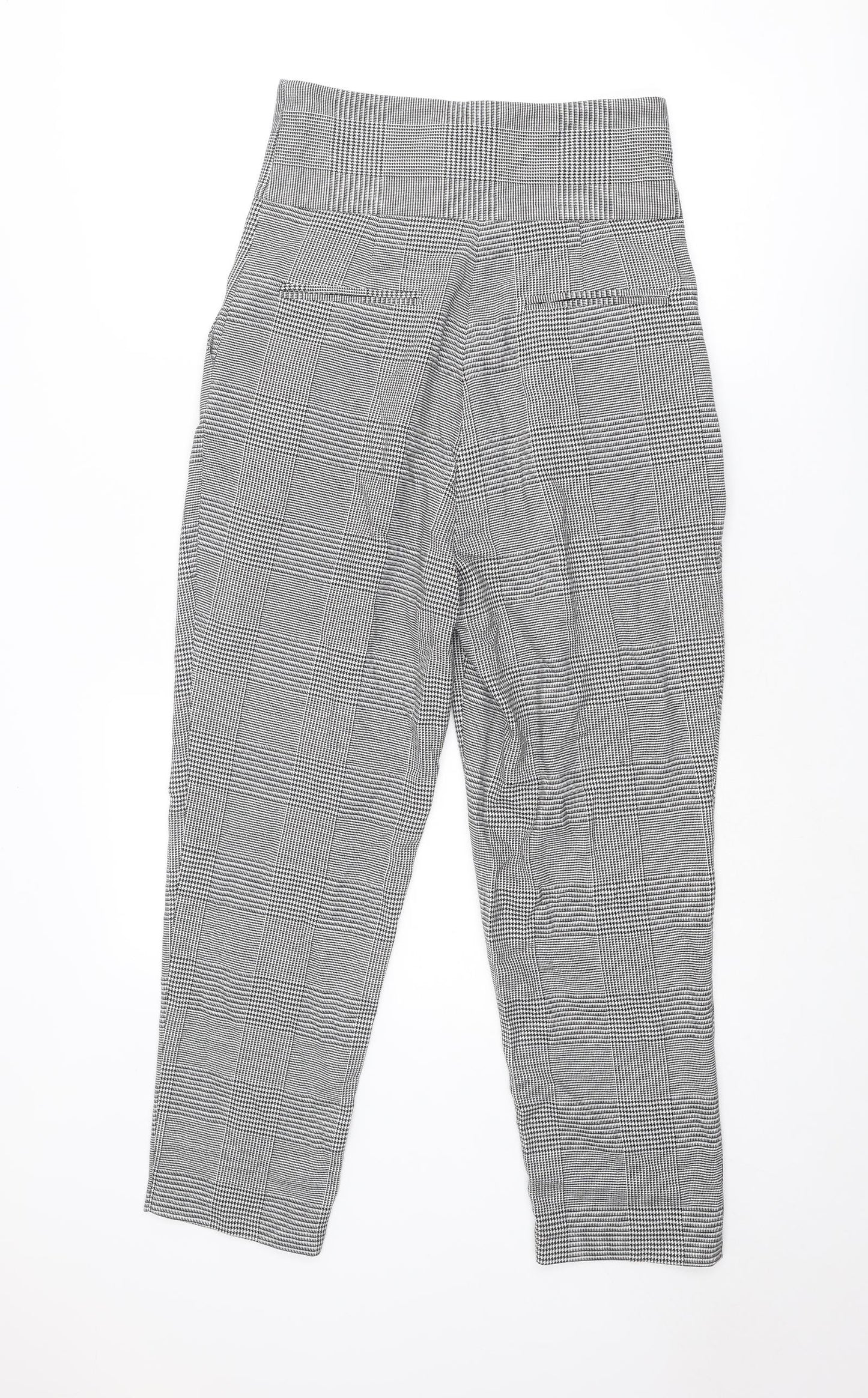 River Island Womens Grey Plaid Polyester Carrot Trousers Size 10 L25 in Regular Zip