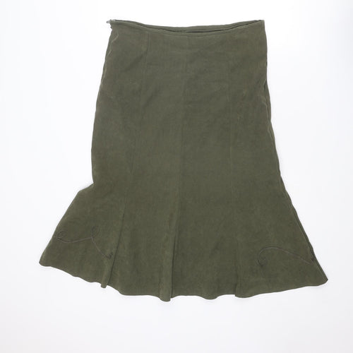 M&Co Womens Green Polyester Swing Skirt Size 14 Zip