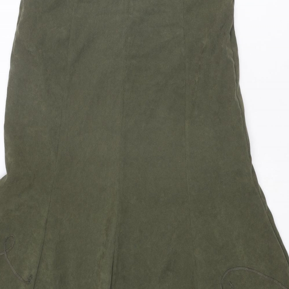 M&Co Womens Green Polyester Swing Skirt Size 14 Zip