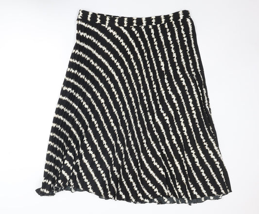 Marks and Spencer Womens Black Striped Polyester Swing Skirt Size 20