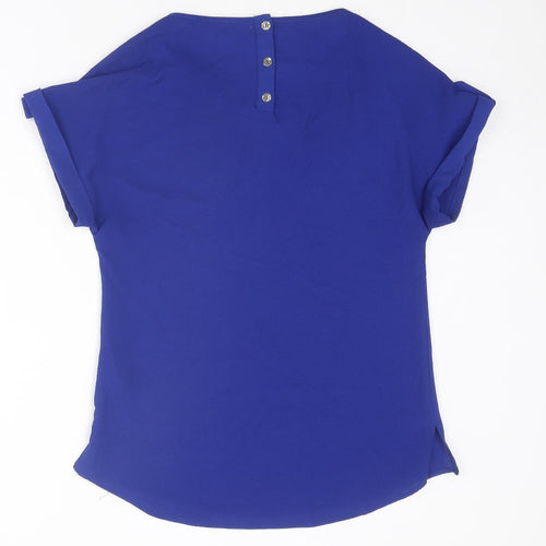 Dorothy Perkins Womens Blue Polyester Basic T-Shirt Size 8 Round Neck