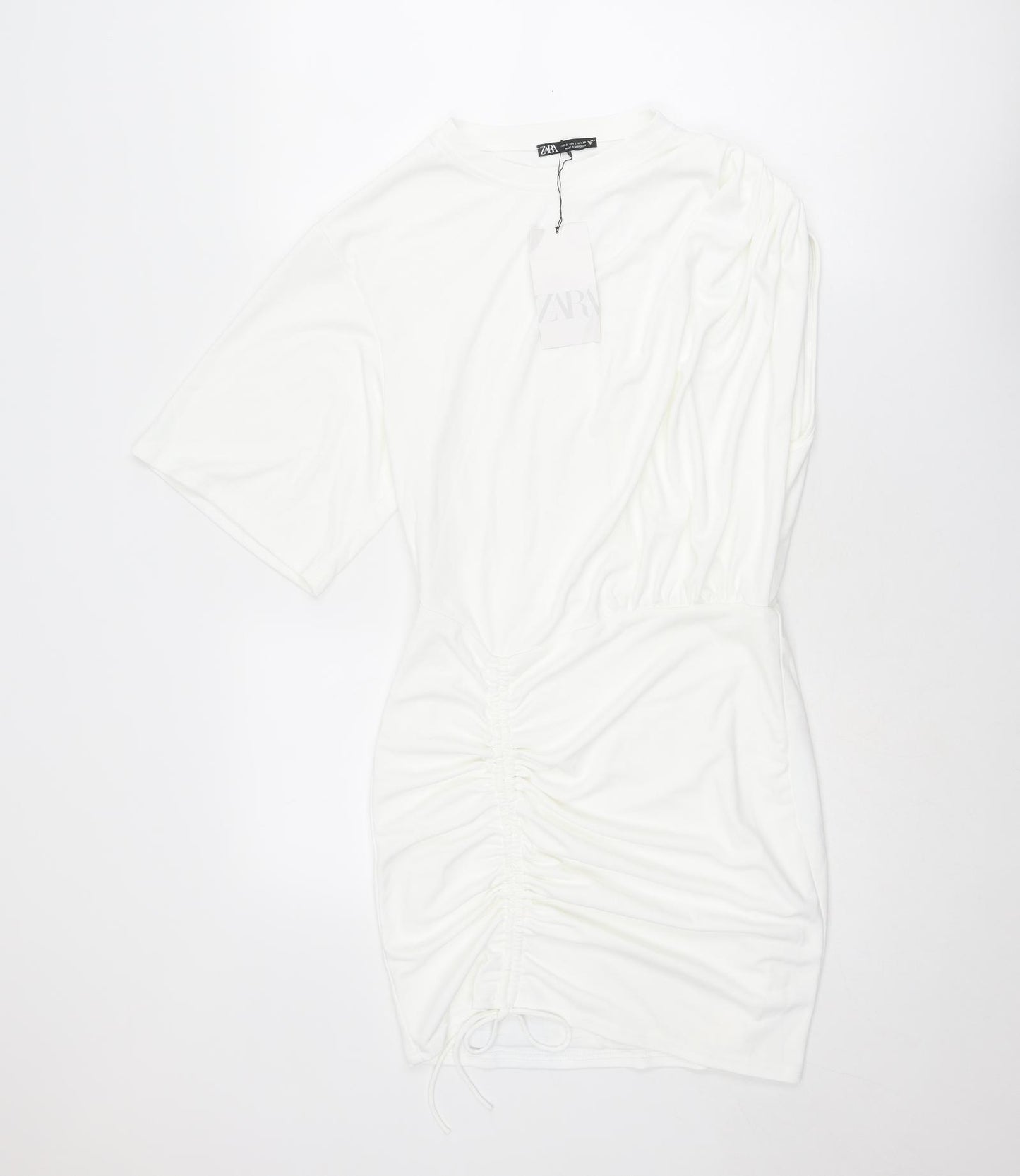 Zara Womens White Polyester Mini Size S Crew Neck Pullover