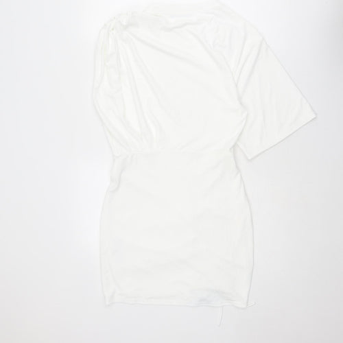 Zara Womens White Polyester Mini Size S Crew Neck Pullover
