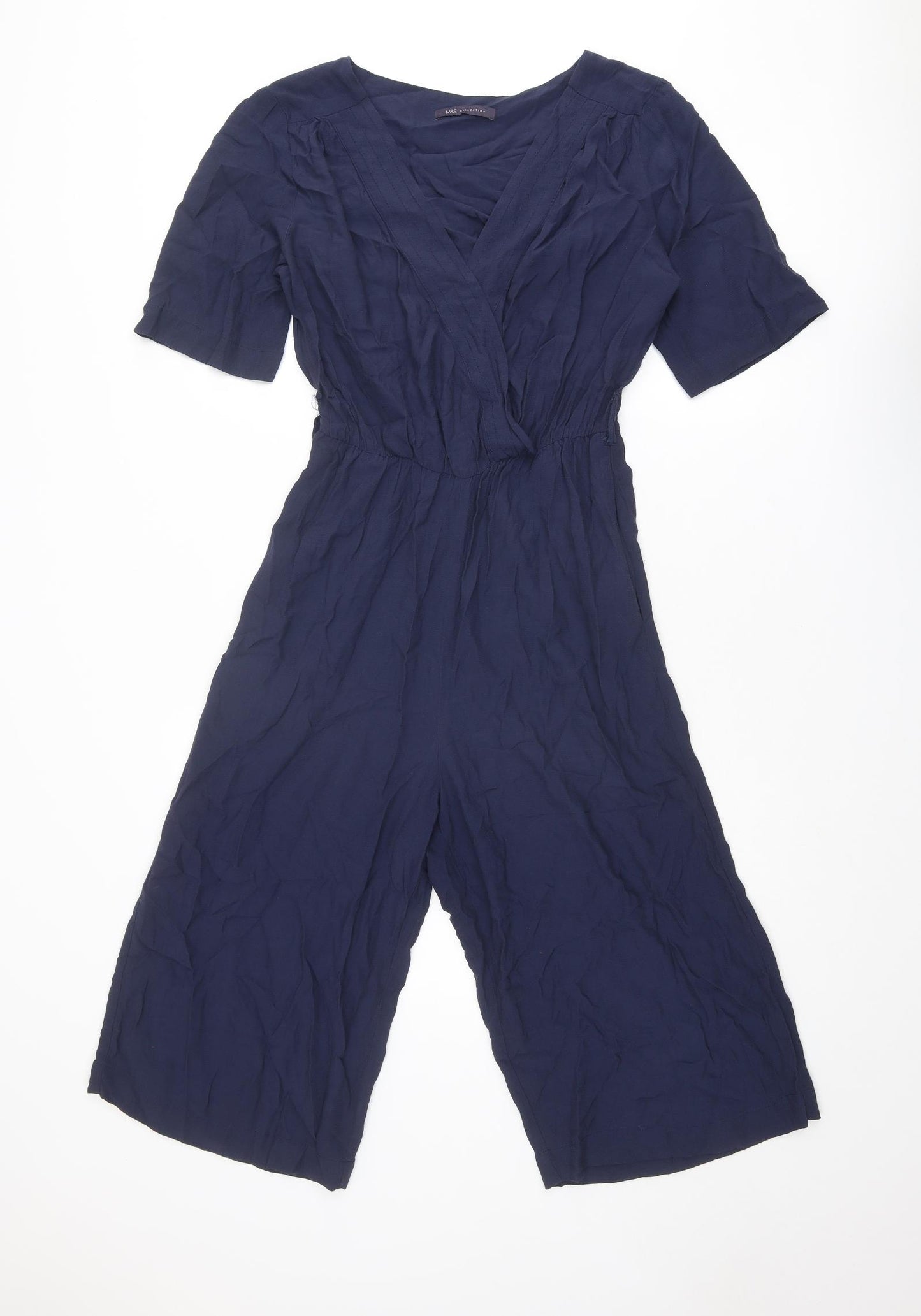 Marks and Spencer Womens Blue Viscose Jumpsuit One-Piece Size 8 L17 in Button