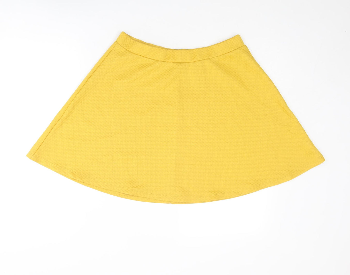 H&M Womens Yellow Polyester Skater Skirt Size M