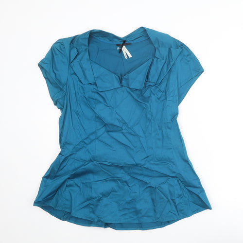 NEXT Womens Blue Cotton Basic Blouse Size 18 Scoop Neck