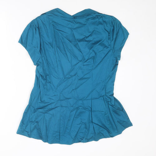 NEXT Womens Blue Cotton Basic Blouse Size 18 Scoop Neck