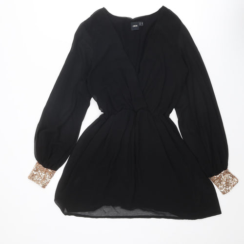 ASOS Womens Black Polyester Mini Size 8 V-Neck Pullover
