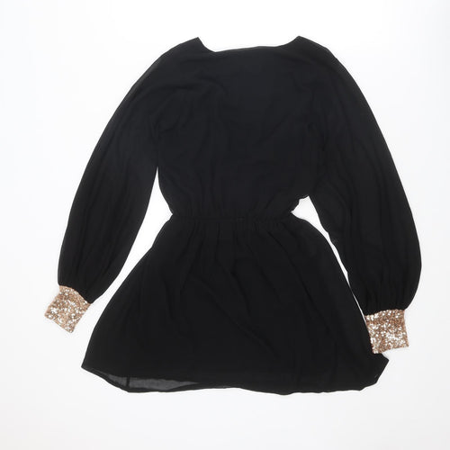 ASOS Womens Black Polyester Mini Size 8 V-Neck Pullover