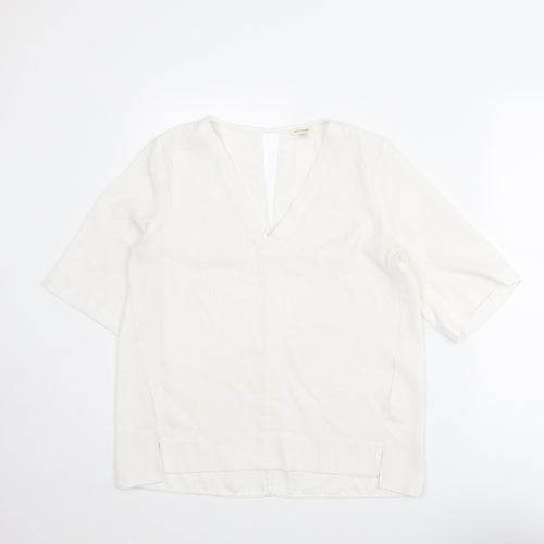 River Island Womens White Polyester Basic T-Shirt Size 10 V-Neck