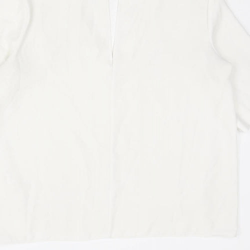 River Island Womens White Polyester Basic T-Shirt Size 10 V-Neck