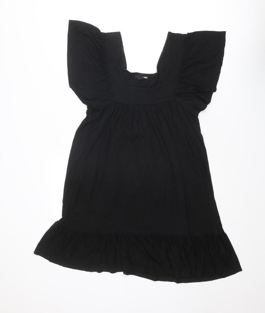H&M Womens Black Viscose Trapeze & Swing Size 6 Square Neck Pullover