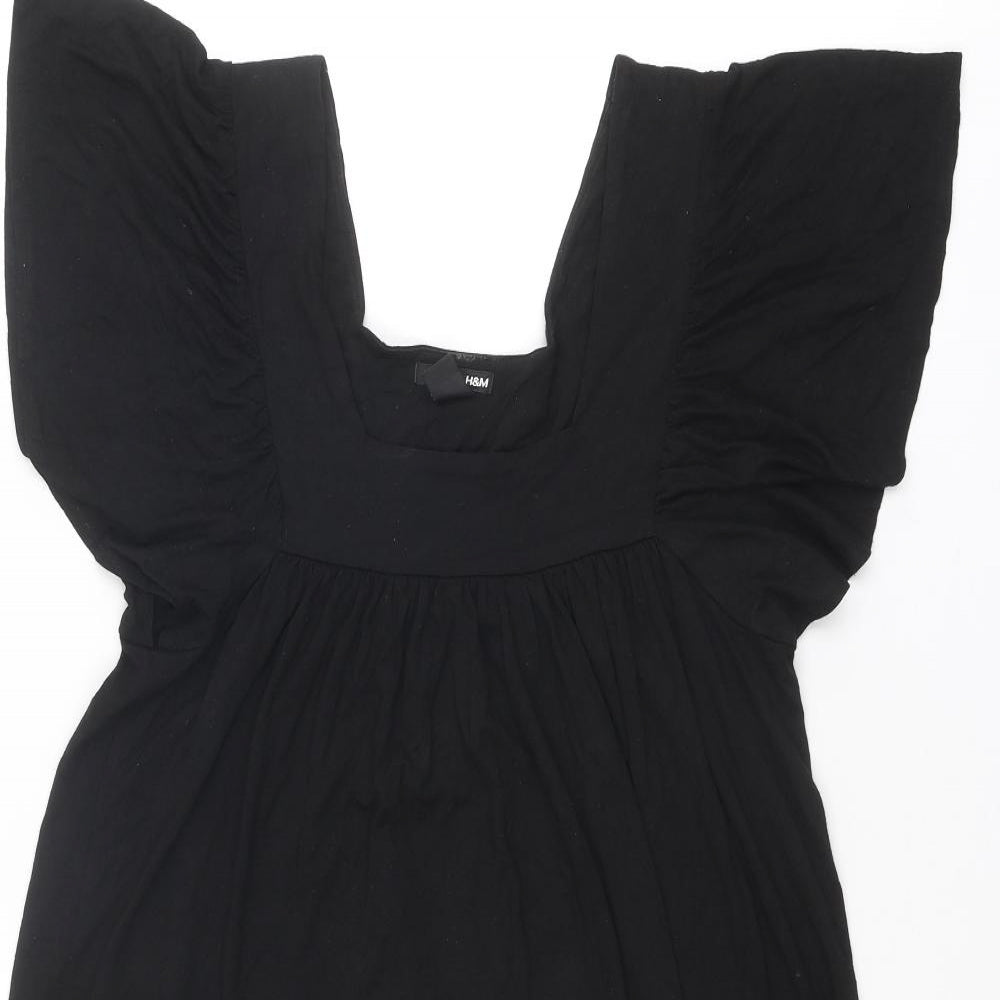 H&M Womens Black Viscose Trapeze & Swing Size 6 Square Neck Pullover