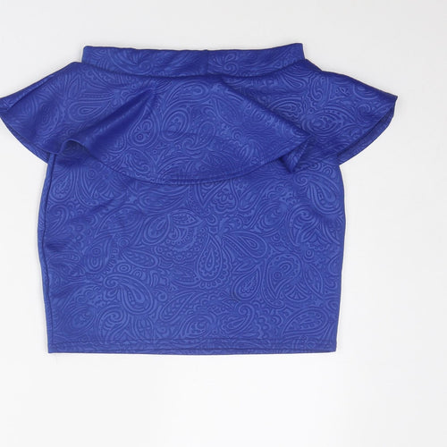 Miso Womens Blue Geometric Polyester Mini Skirt Size 10 - Peplum