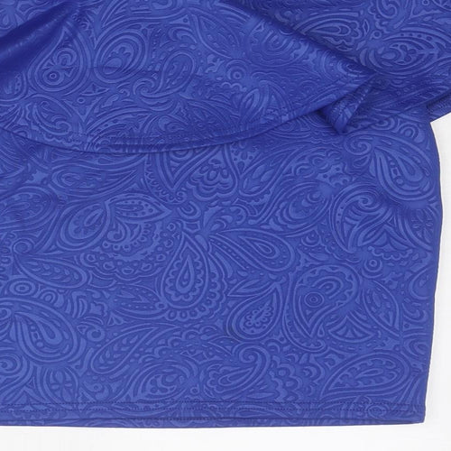 Miso Womens Blue Geometric Polyester Mini Skirt Size 10 - Peplum