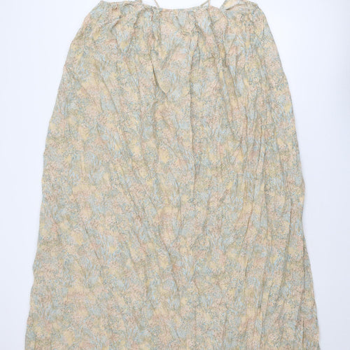 H&M Womens Multicoloured Geometric Cotton Slip Dress Size M Round Neck Tie