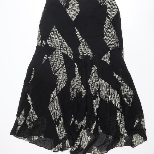 CHIANTI Womens Black Geometric Polyester Swing Skirt Size 18 Zip
