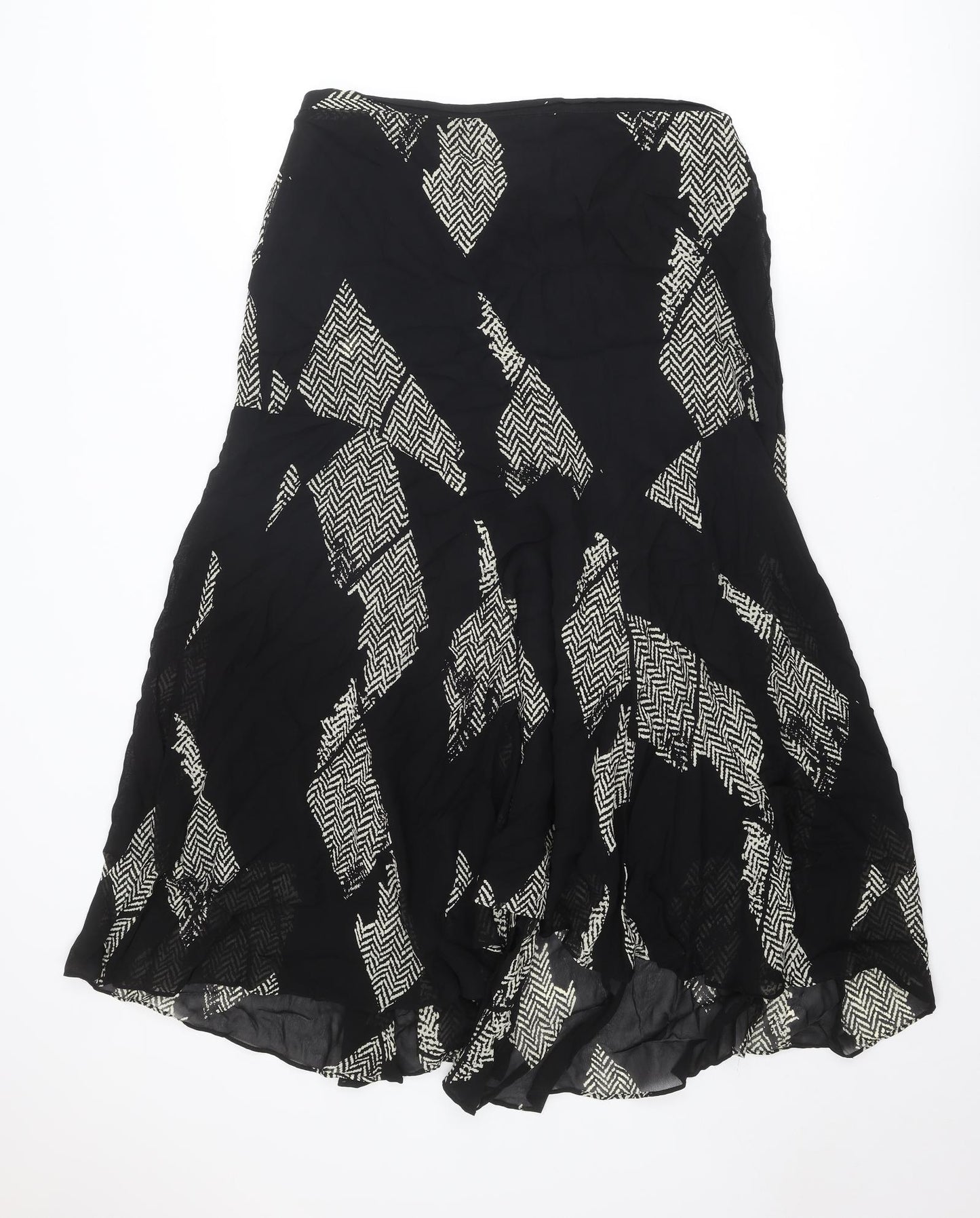CHIANTI Womens Black Geometric Polyester Swing Skirt Size 18 Zip