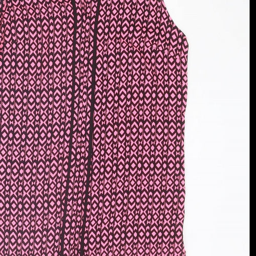NEXT Womens Pink Geometric Polyester Basic Blouse Size 14 Round Neck