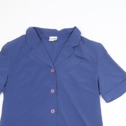 Alexon Womens Blue Polyester Basic Button-Up Size 14 Collared