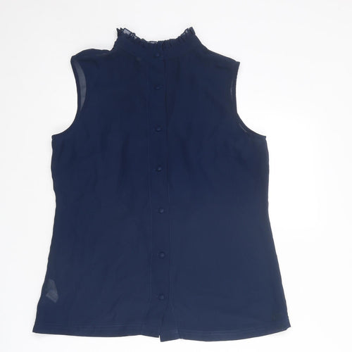 Topshop Womens Blue Polyester Basic Tank Size 14 Mock Neck