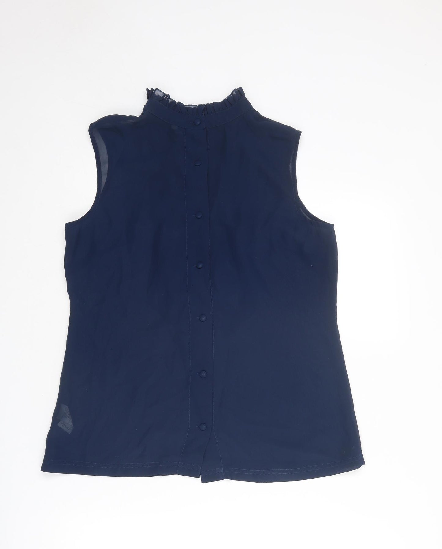 Topshop Womens Blue Polyester Basic Tank Size 14 Mock Neck