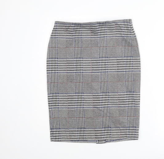 Marks and Spencer Womens Grey Plaid Polyester Straight & Pencil Skirt Size 12