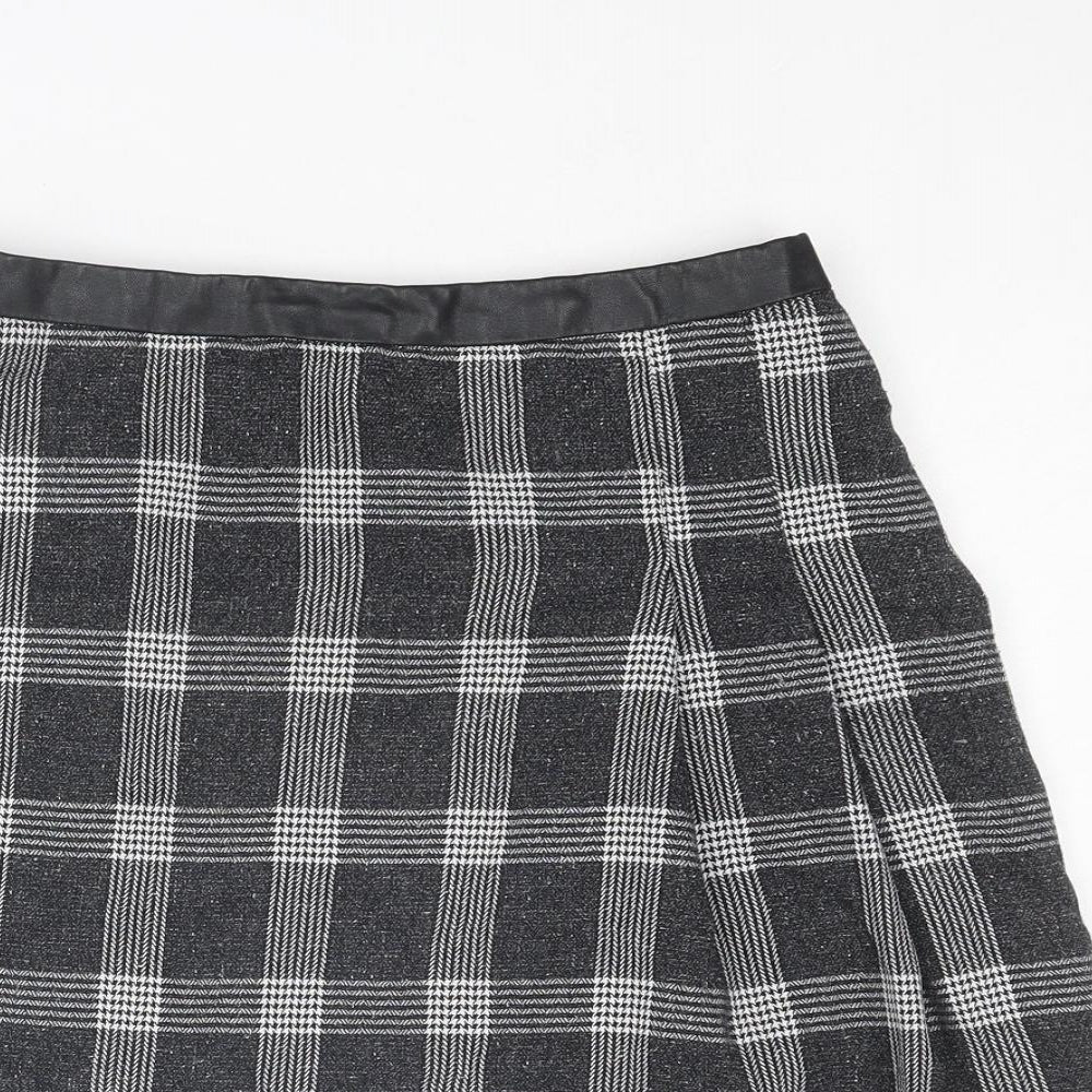 Oasis Womens Black Plaid Polyester Cargo Skirt Size 10 Zip