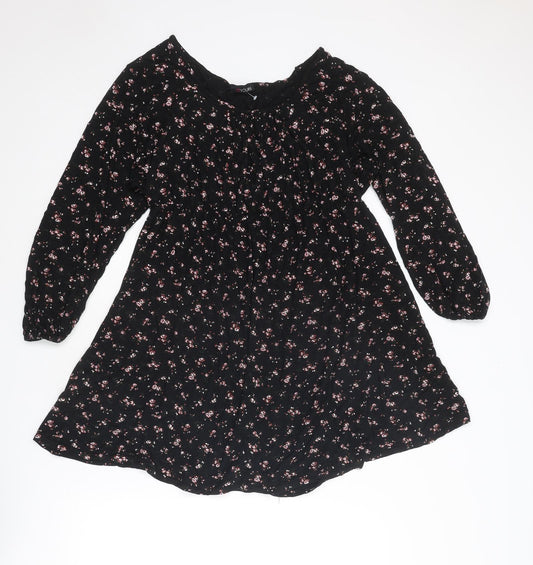Yours Womens Black Floral Viscose Trapeze & Swing Size 22 Round Neck Pullover - Size 22-24