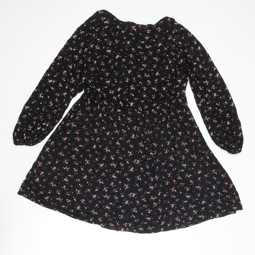 Yours Womens Black Floral Viscose Trapeze & Swing Size 22 Round Neck Pullover - Size 22-24