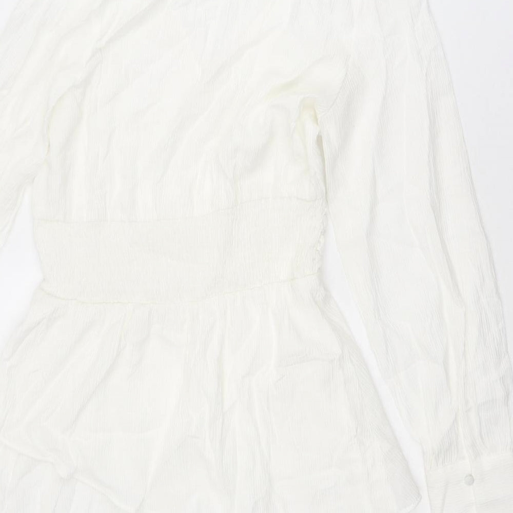 Zara Womens White Polyester A-Line Size M V-Neck Pullover