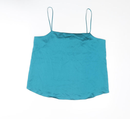 Topshop Womens Blue Polyester Basic Tank Size 14 Square Neck