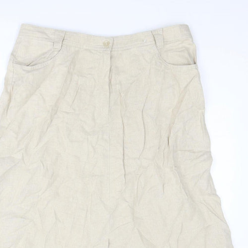 GARDEUR Womens Beige Cotton A-Line Skirt Size 18 Zip