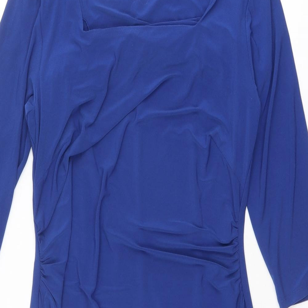 Damart Womens Blue Polyester Shift Size 14 Square Neck Pullover
