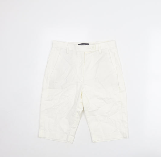 Marks and Spencer Womens White Cotton Chino Shorts Size 6 L11 in Regular Zip