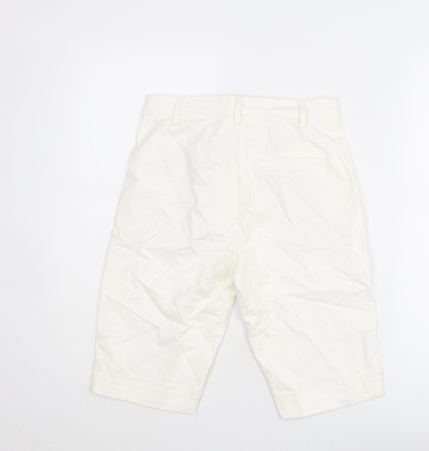 Marks and Spencer Womens White Cotton Chino Shorts Size 6 L11 in Regular Zip